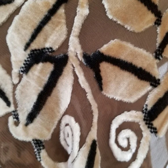 Marian Clayden Neiman Marcus Dress Cut Silk & Velvet Burnout Maxi Tan Size M - Picture 10 of 17